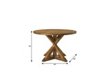 48" Oak Wood Cross Leg Base Round Top Dining Table - HomeRoots - Flyclothing LLC