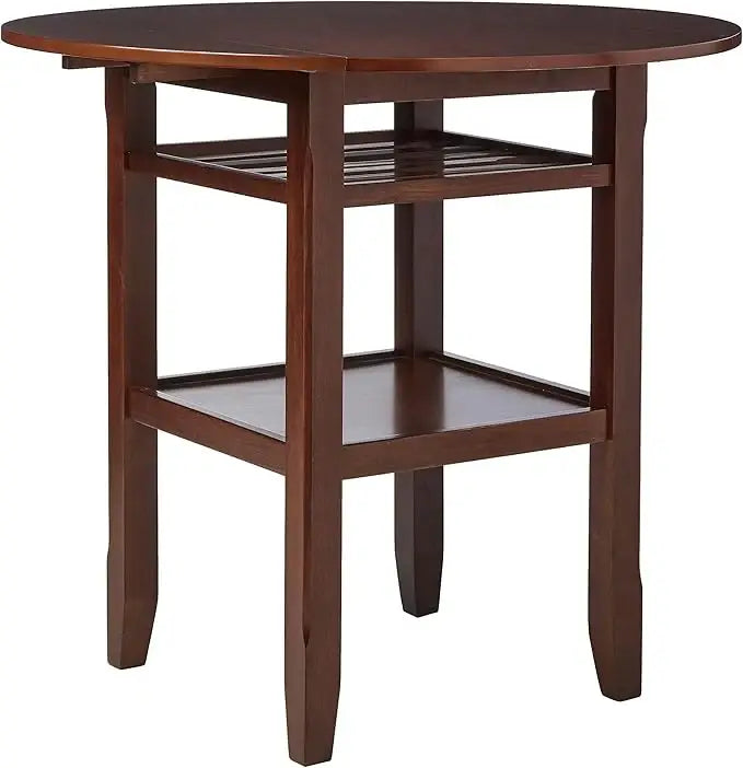 40" Brown Wood Rounded Drop Leaf Bar Table - Homeroots - Flyclothing LLC