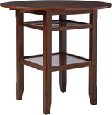 40" Brown Wood Rounded Drop Leaf Bar Table - Homeroots - Flyclothing LLC