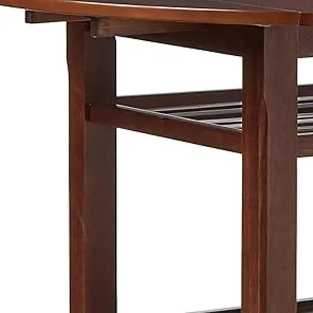 40" Brown Wood Rounded Drop Leaf Bar Table - Homeroots - Flyclothing LLC