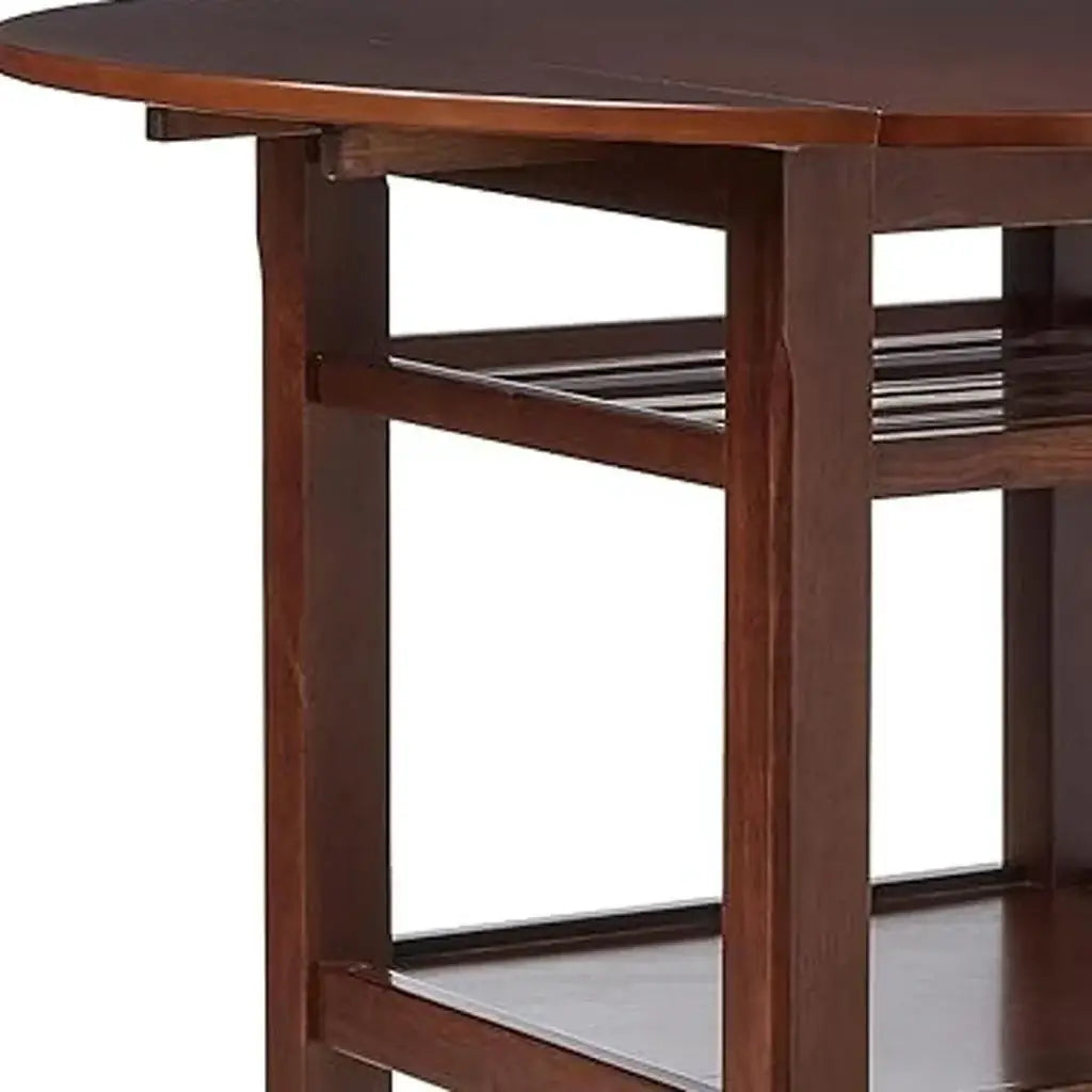 40" Brown Wood Rounded Drop Leaf Bar Table - Homeroots - Flyclothing LLC