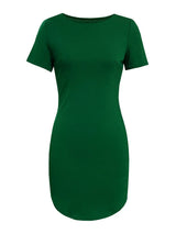 Round Neck Short Sleeve Mini Tee Dress - Trendsi - Flyclothing LLC