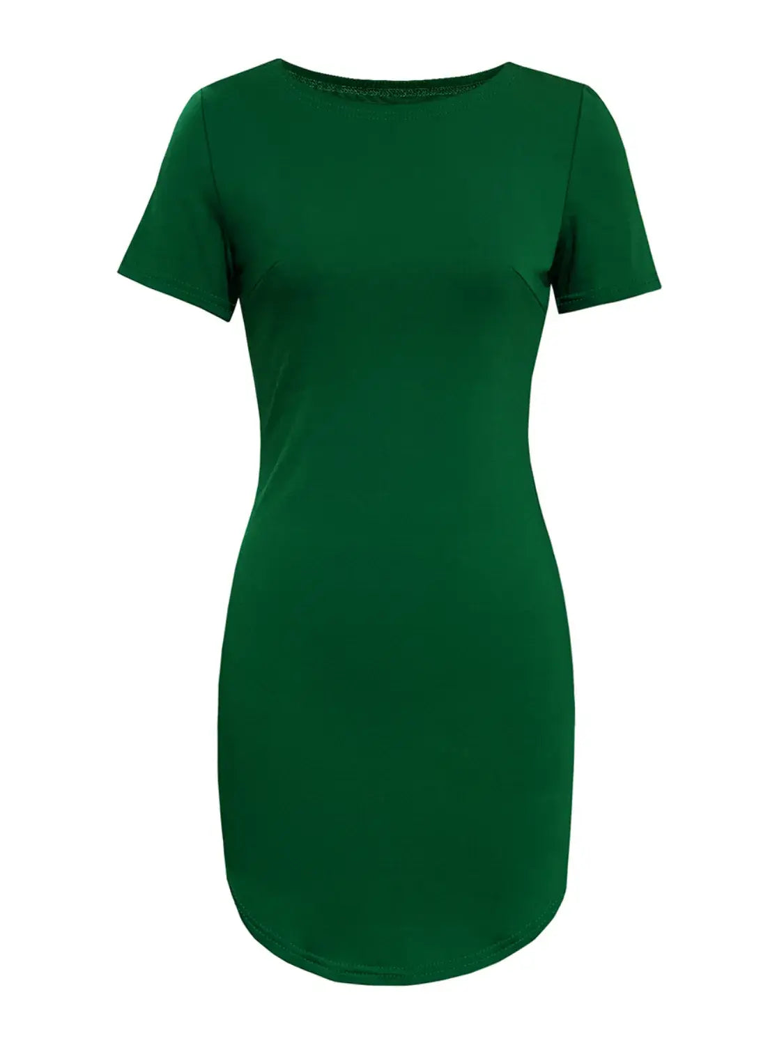 Round Neck Short Sleeve Mini Tee Dress - Trendsi - Flyclothing LLC