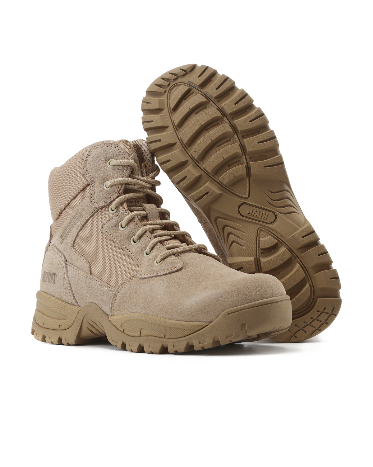 Kiwi Rugged Sand Suede Mid-Cut 6" Steel Toe Zipped Water Resistant Tactical Boots [60000] - Kiwi - Flyclothing LLC