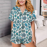 Baha Ranch Turquoise Crazy Satin Ruffle Western Pajama Set