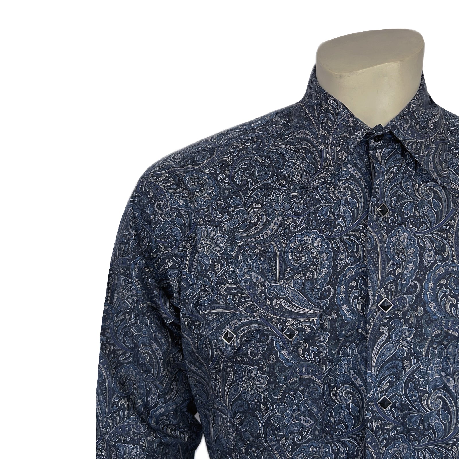 Rockmount Ranch Wear Men's Ornate Paisley Print Western Shirt in Navy - Rockmount Clothing - Flyclothing LLC