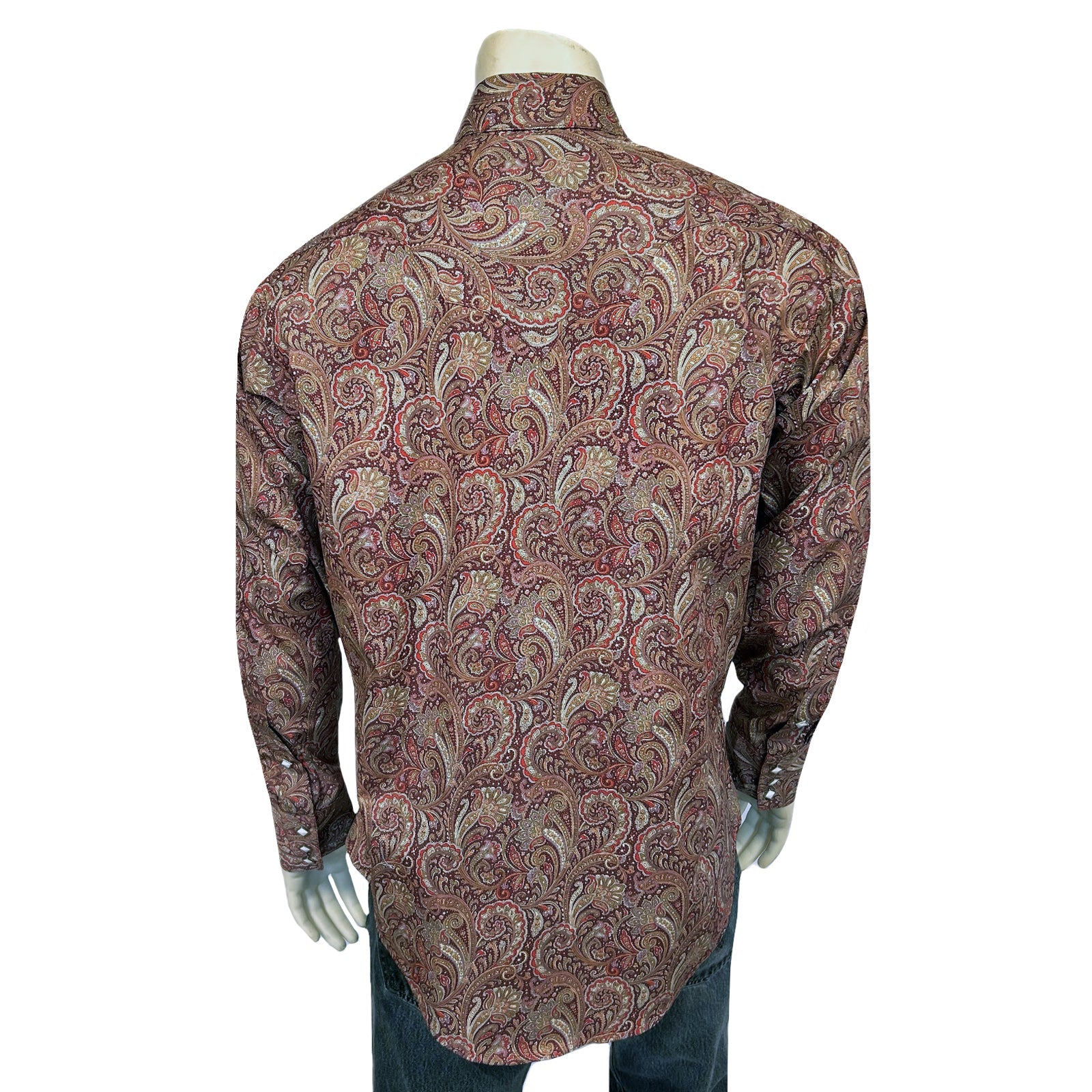 Rockmount Ranch Wear Men's Ornate Paisley Print Western Shirt in Burgundy - Rockmount Clothing - Flyclothing LLC