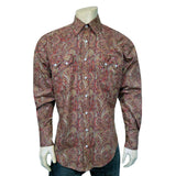 Rockmount Ranch Wear Men's Ornate Paisley Print Western Shirt in Burgundy - Rockmount Clothing - Flyclothing LLC