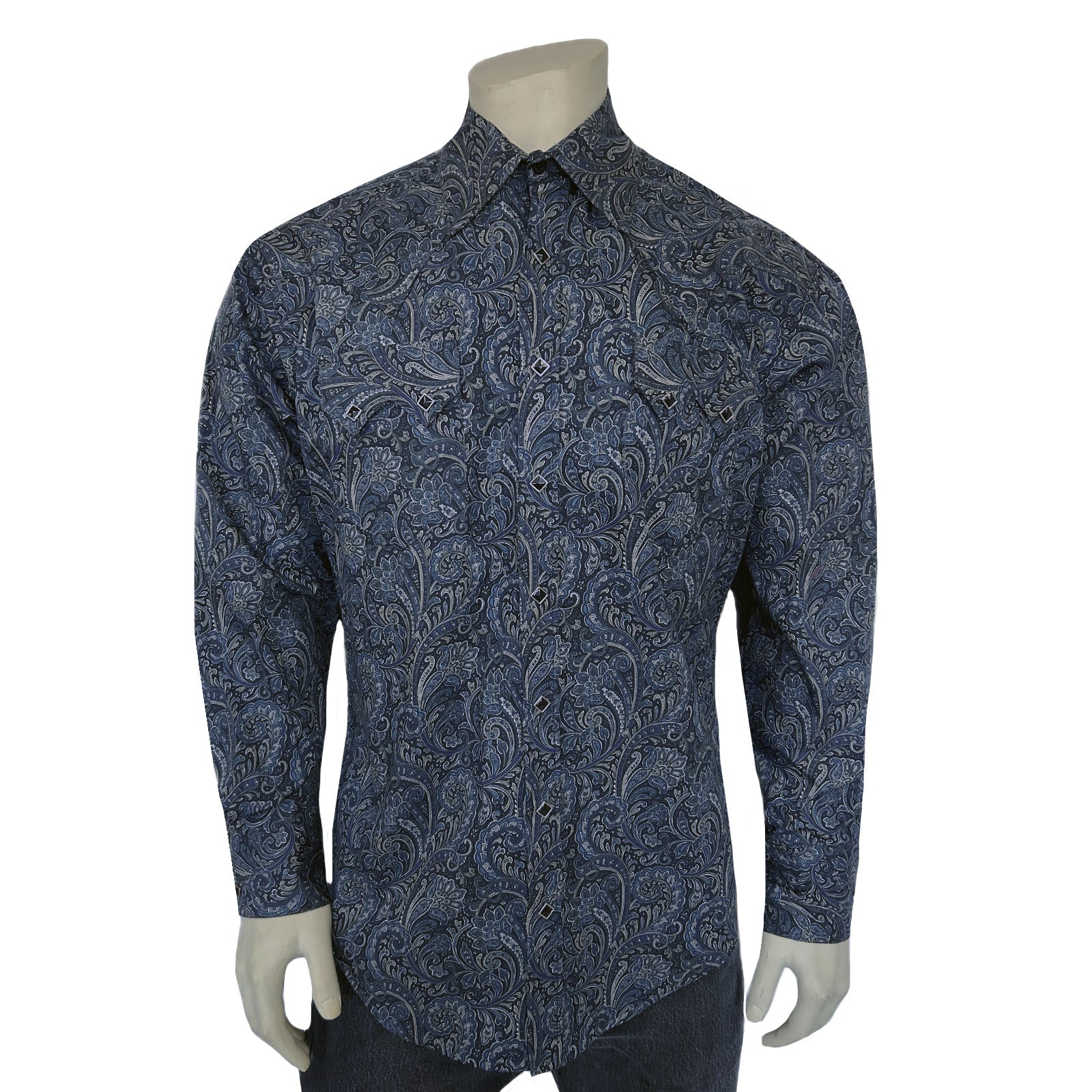 Rockmount Ranch Wear Men's Ornate Paisley Print Western Shirt in Navy - Rockmount Clothing - Flyclothing LLC