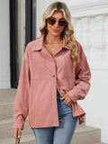 Button Up Dropped Shoulder Long Sleeve Outerwear - Trendsi - Flyclothing LLC