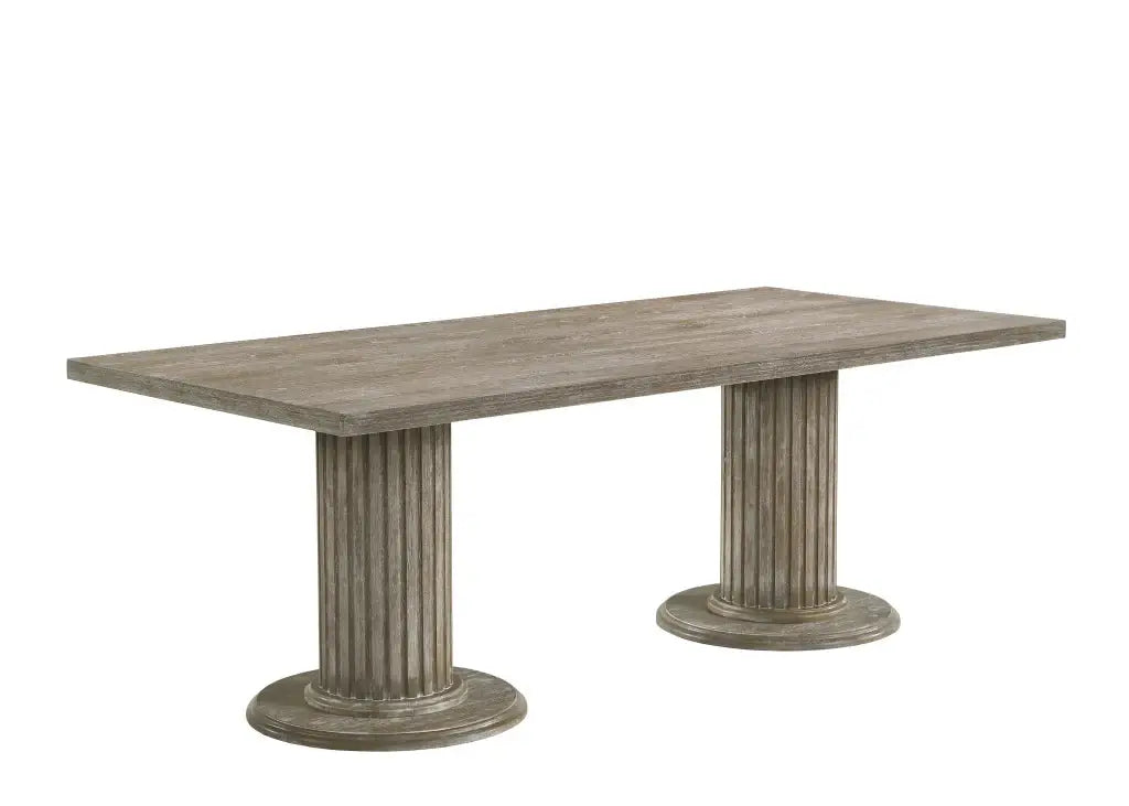 84" Gray Wood Double Pedestal Base Dining Table - Homeroots - Flyclothing LLC
