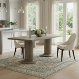84" Gray Wood Double Pedestal Base Dining Table - Homeroots - Flyclothing LLC