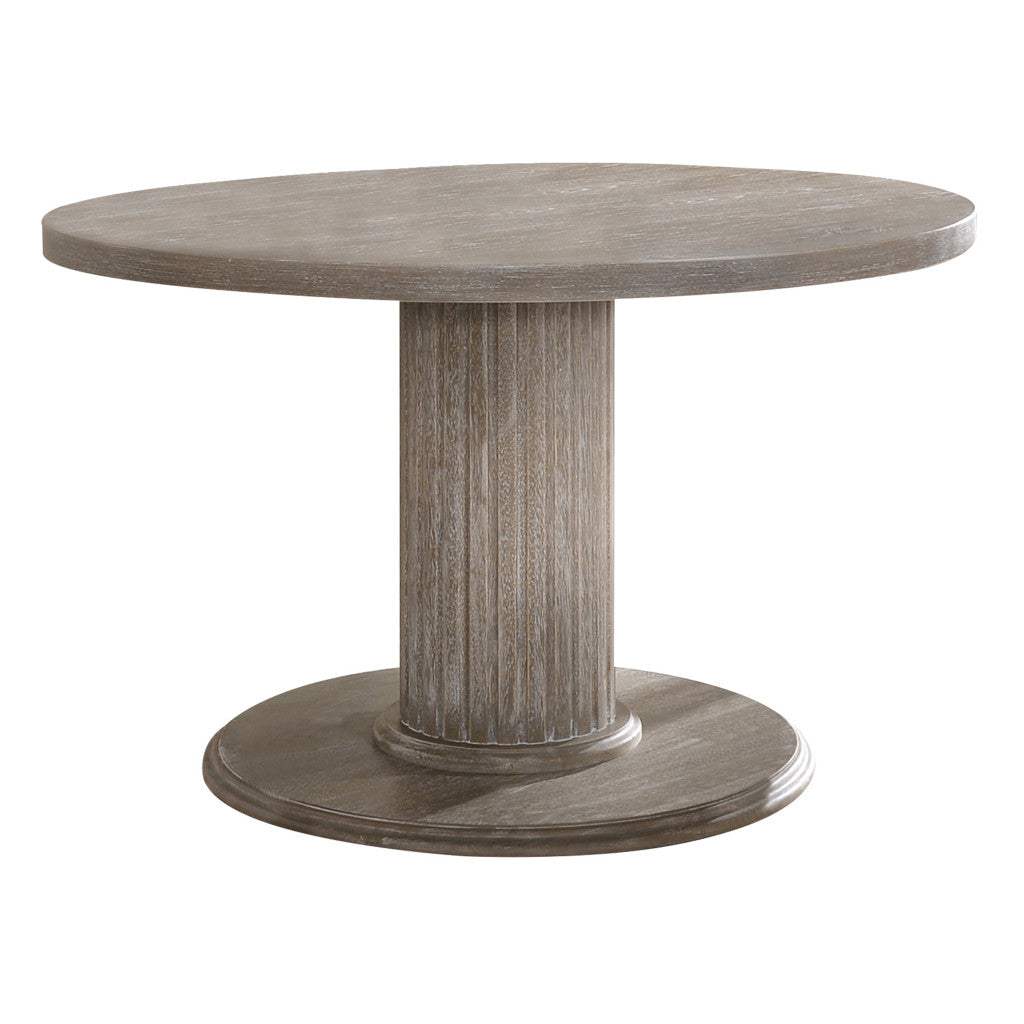 47" Gray Wood Pedestal Base Round Top Dining Table - HomeRoots - Flyclothing LLC