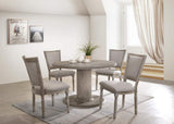 47" Gray Wood Pedestal Base Round Top Dining Table - HomeRoots - Flyclothing LLC