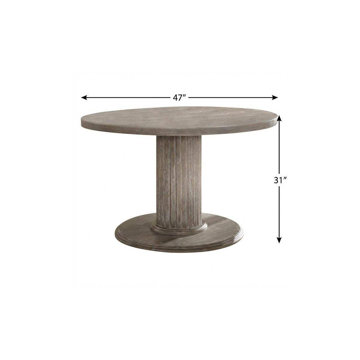 47" Gray Wood Pedestal Base Round Top Dining Table - HomeRoots - Flyclothing LLC
