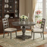 48" Gray Wood Pedestal Base Round Top Dining Table - HomeRoots - Flyclothing LLC