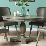 48" Gray Wood Pedestal Base Round Top Dining Table - HomeRoots - Flyclothing LLC