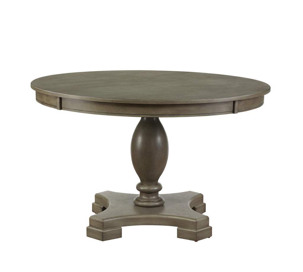 48" Gray Wood Pedestal Base Round Top Dining Table - HomeRoots - Flyclothing LLC