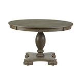 48" Gray Wood Pedestal Base Round Top Dining Table - HomeRoots - Flyclothing LLC