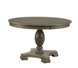 48" Gray Wood Pedestal Base Round Top Dining Table - HomeRoots - Flyclothing LLC