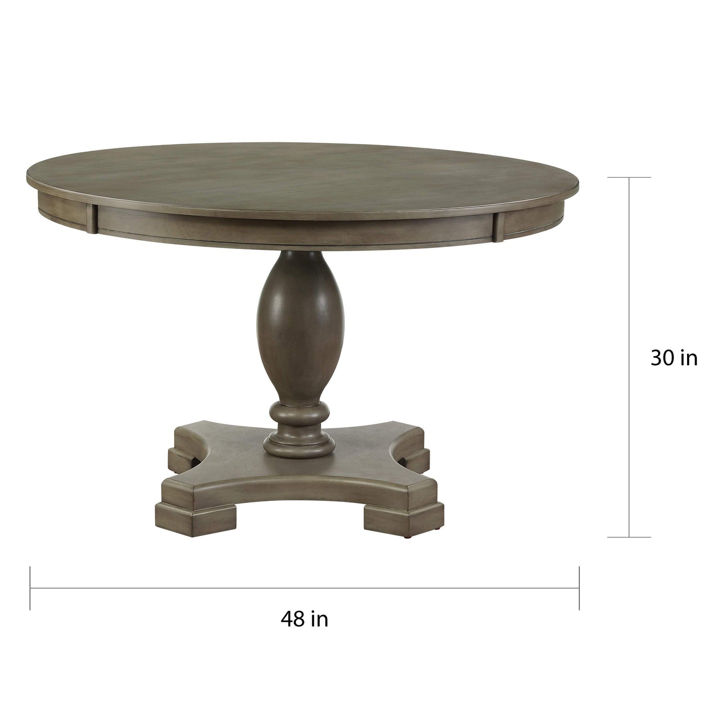 48" Gray Wood Pedestal Base Round Top Dining Table - HomeRoots - Flyclothing LLC