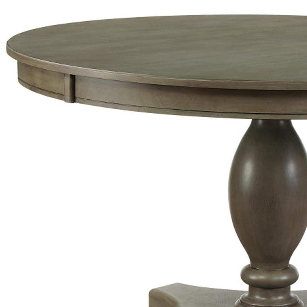 48" Gray Wood Pedestal Base Round Top Dining Table - HomeRoots - Flyclothing LLC