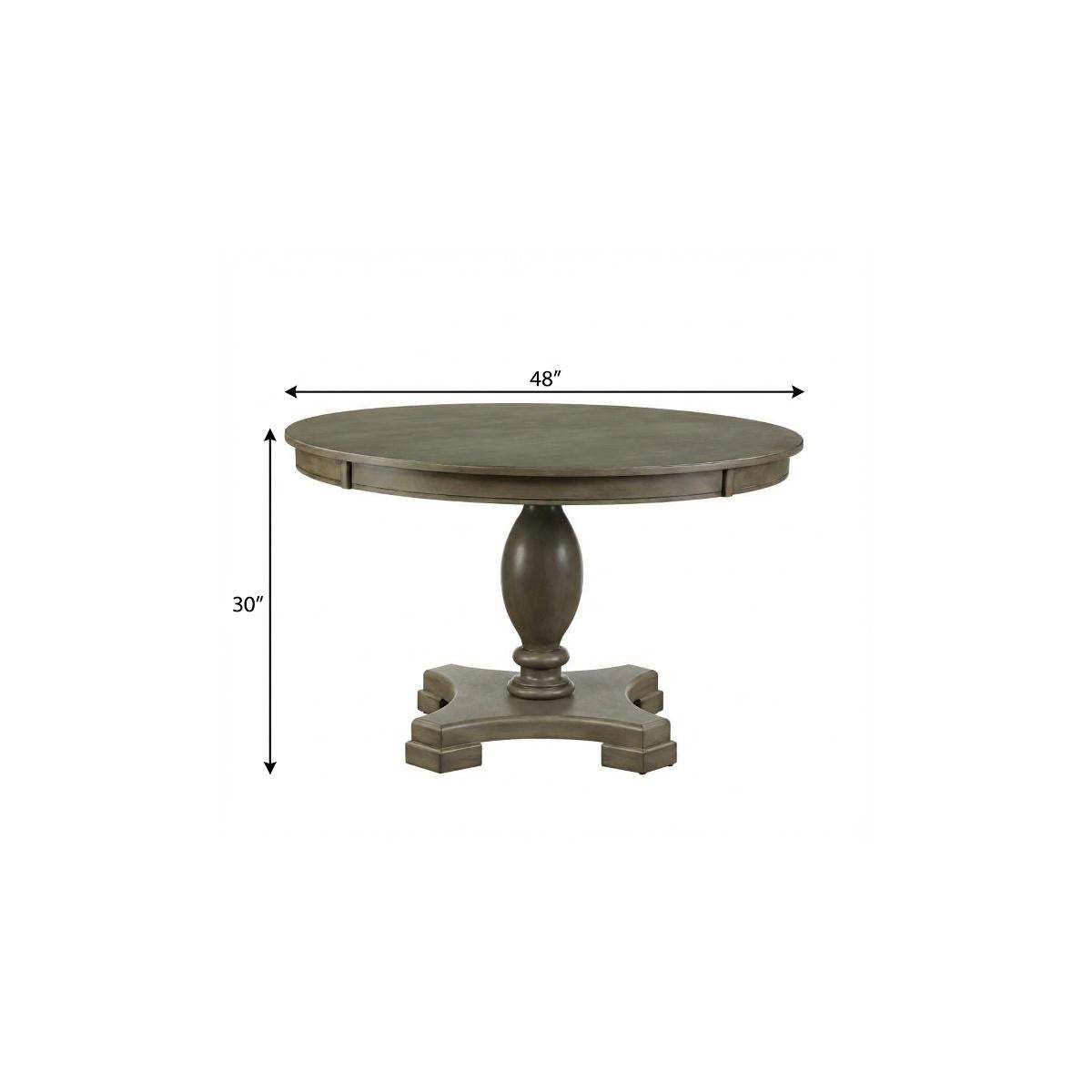 48" Gray Wood Pedestal Base Round Top Dining Table - HomeRoots - Flyclothing LLC