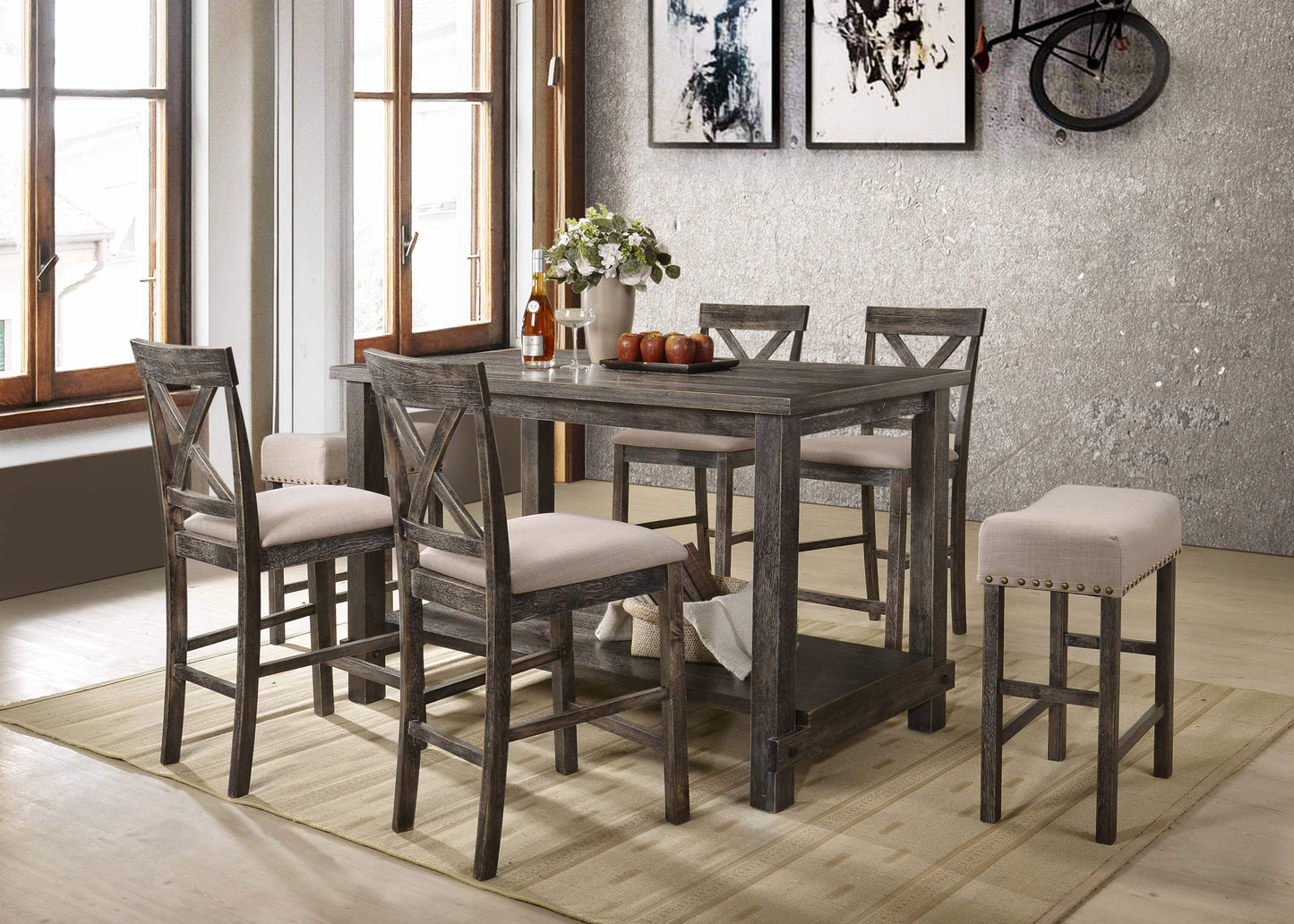 60" Gray Wood Dining Table - HomeRoots - Flyclothing LLC