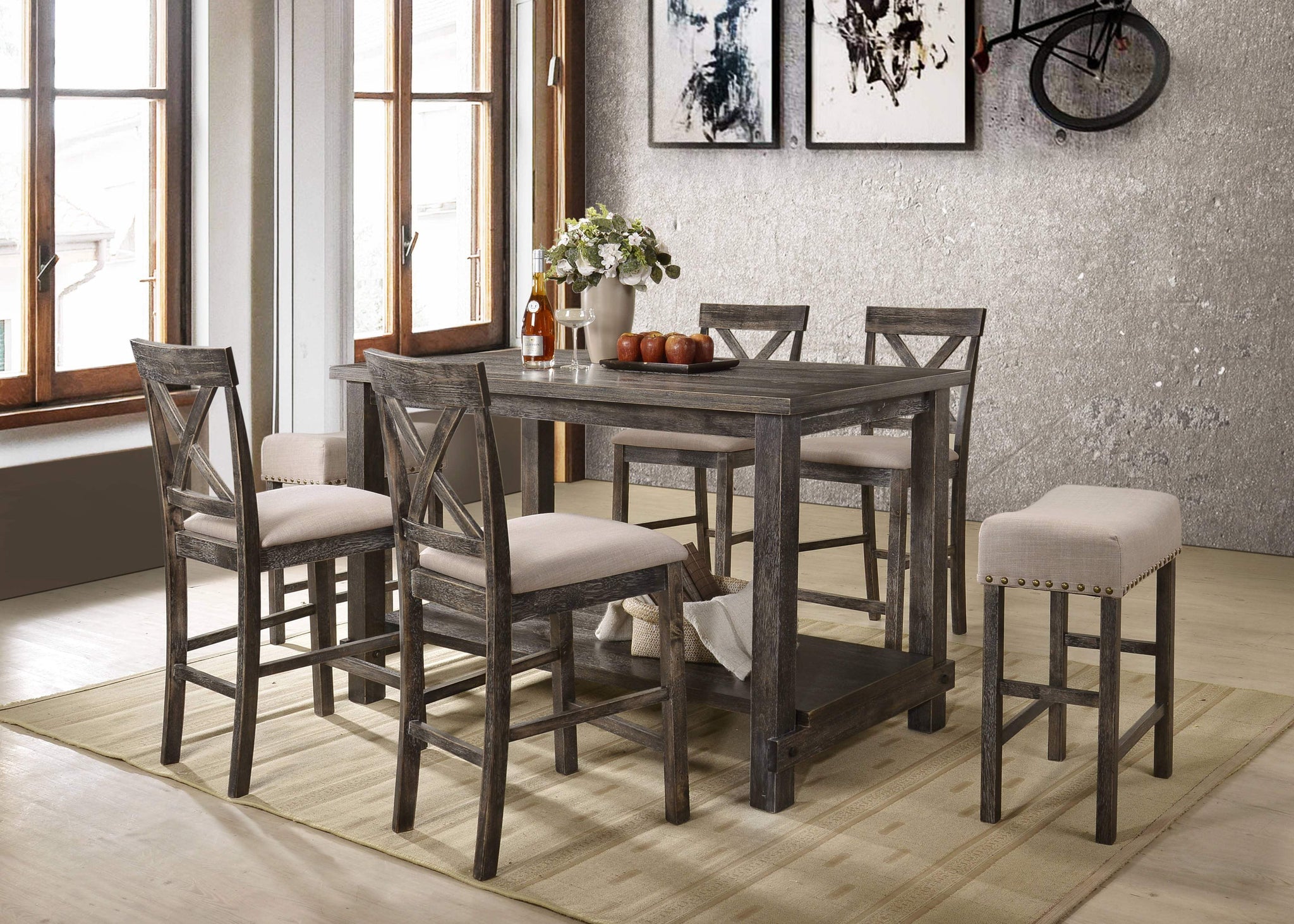 60" Gray Wood Dining Table - HomeRoots - Flyclothing LLC
