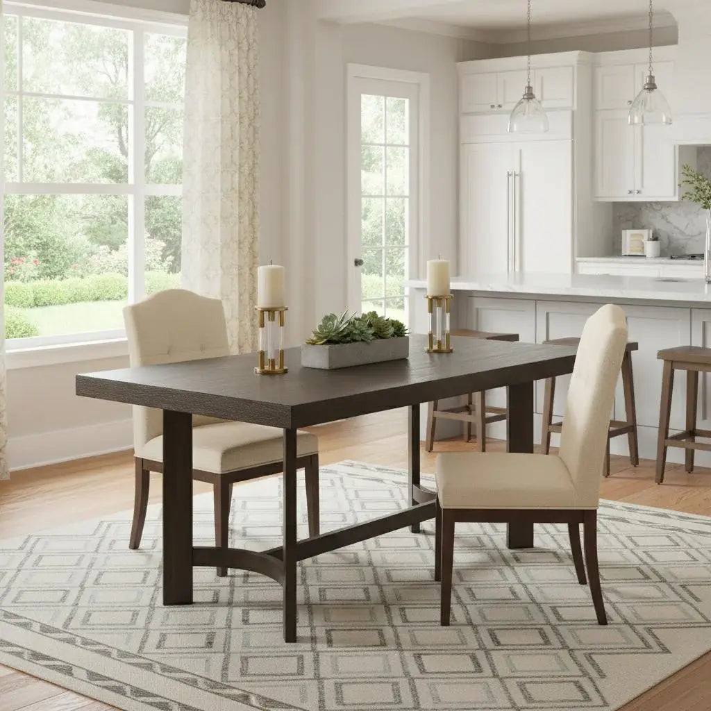70" Espresso Wood Trestle Base Dining Table - Homeroots - Flyclothing LLC