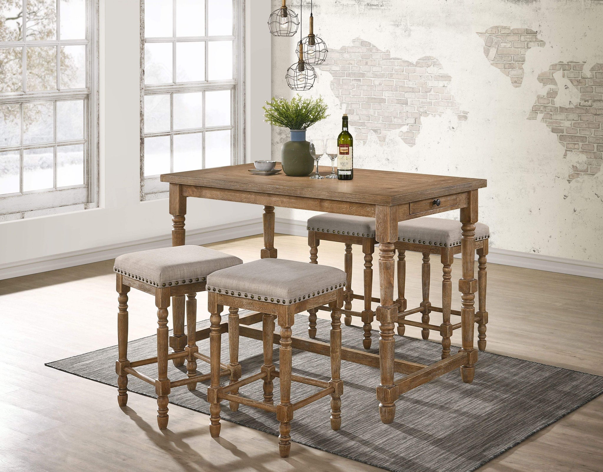 54" Oak Wood Trestle Base Dining Table - HomeRoots - Flyclothing LLC