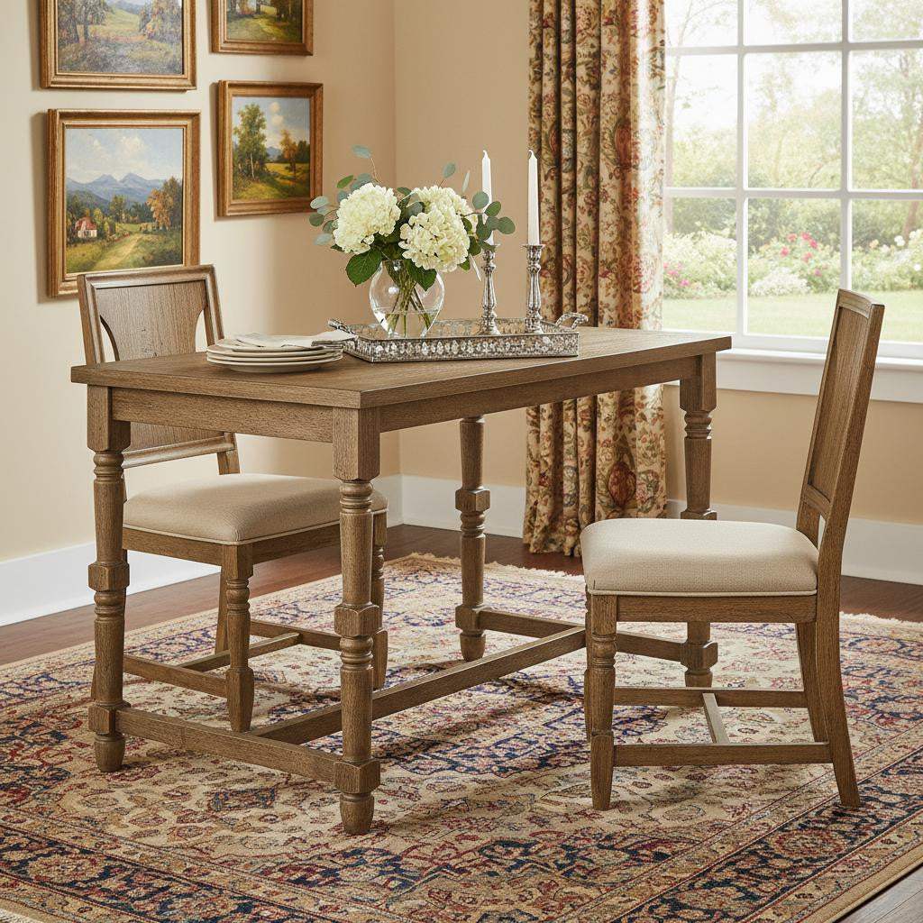 54" Oak Wood Trestle Base Dining Table - HomeRoots - Flyclothing LLC