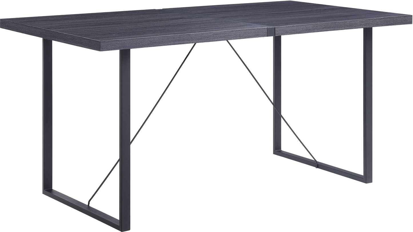 64" Dark Gray and Black Wood and Iron Sled Base Dining Table - HomeRoots - Flyclothing LLC
