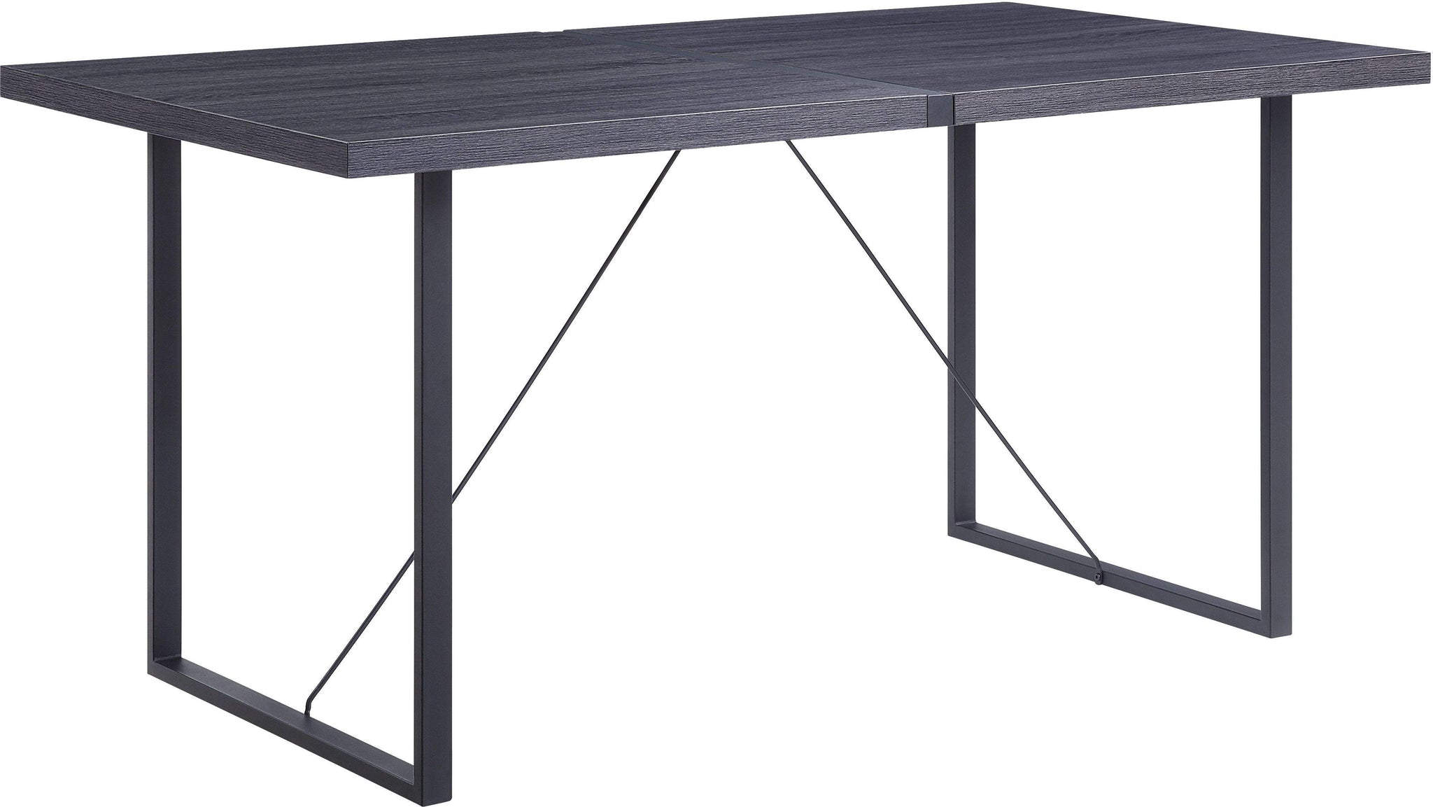 64" Dark Gray and Black Wood and Iron Sled Base Dining Table - HomeRoots - Flyclothing LLC