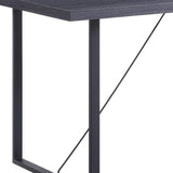 64" Dark Gray and Black Wood and Iron Sled Base Dining Table - HomeRoots - Flyclothing LLC