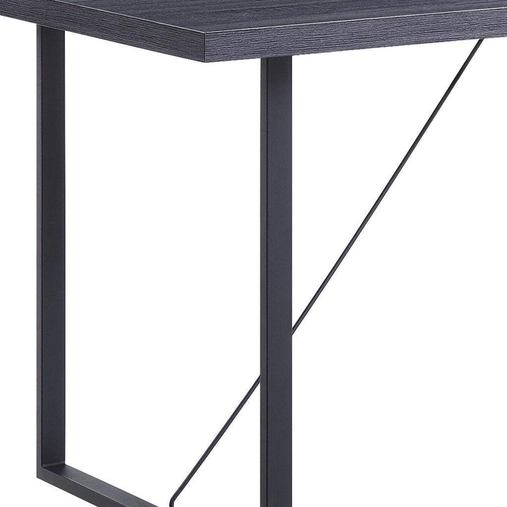 64" Dark Gray and Black Wood and Iron Sled Base Dining Table - HomeRoots - Flyclothing LLC