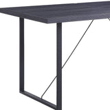 64" Dark Gray and Black Wood and Iron Sled Base Dining Table - HomeRoots - Flyclothing LLC