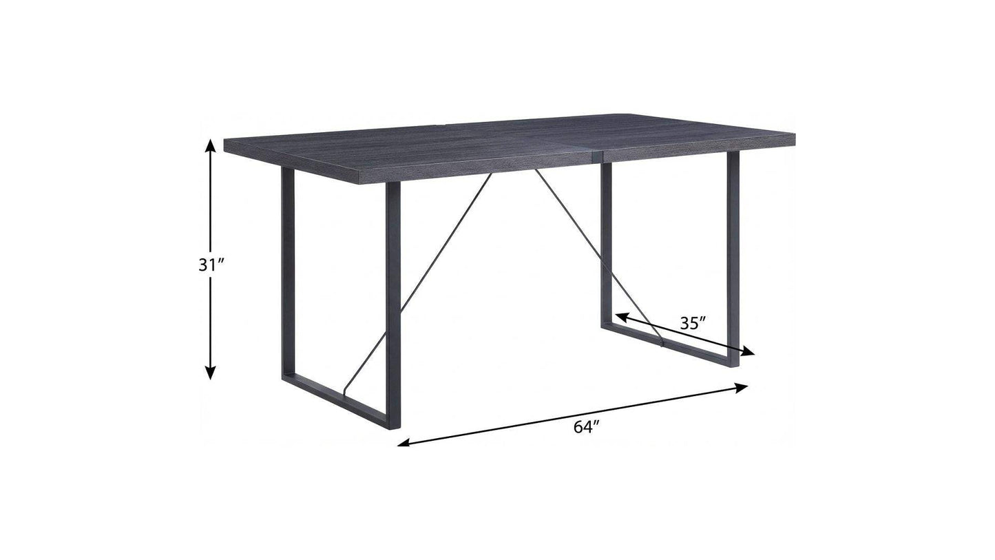 64" Dark Gray and Black Wood and Iron Sled Base Dining Table - HomeRoots - Flyclothing LLC