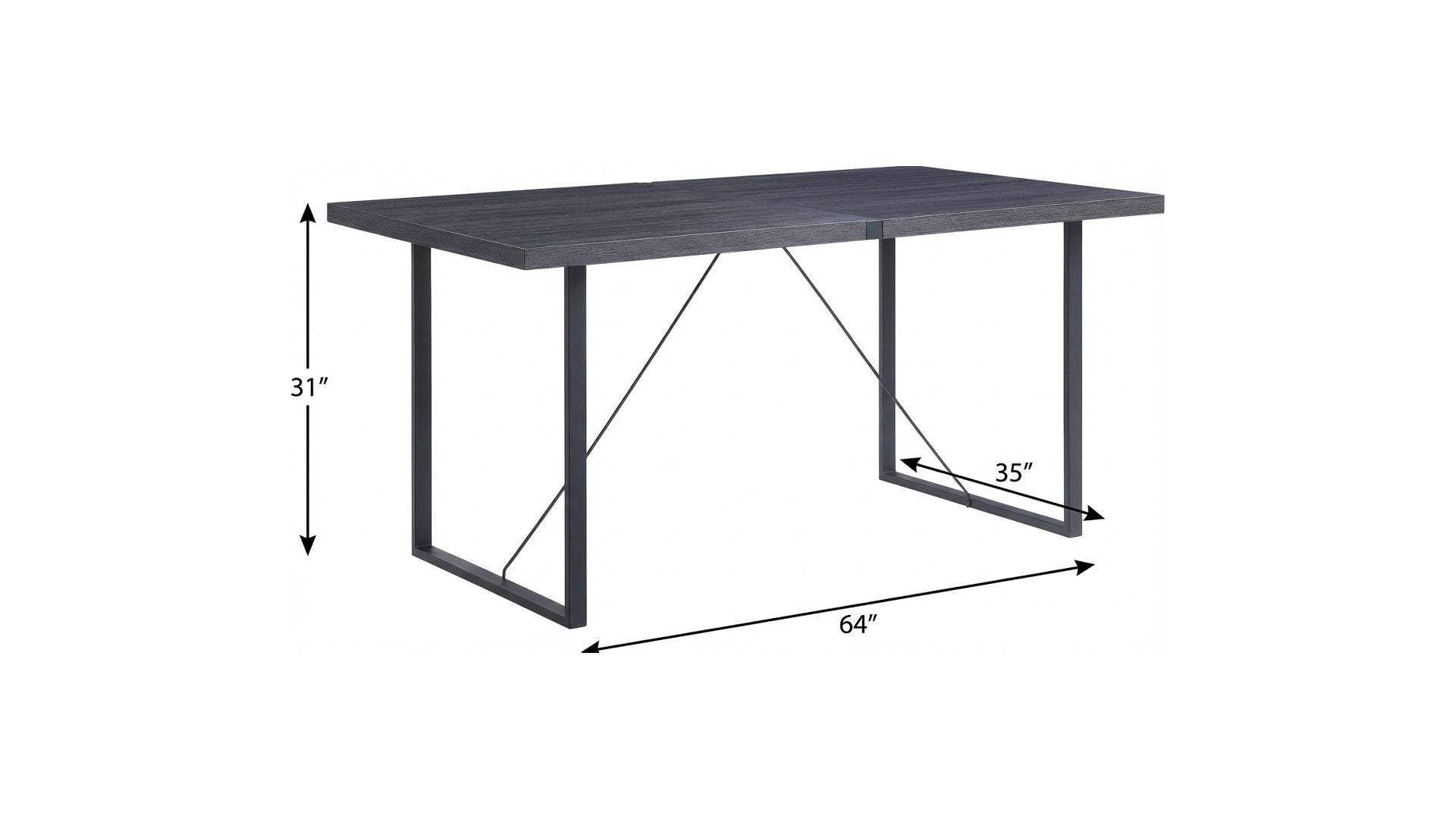 64" Dark Gray and Black Wood and Iron Sled Base Dining Table - HomeRoots - Flyclothing LLC