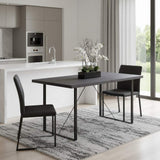 64" Dark Gray and Black Wood and Iron Sled Base Dining Table - HomeRoots - Flyclothing LLC