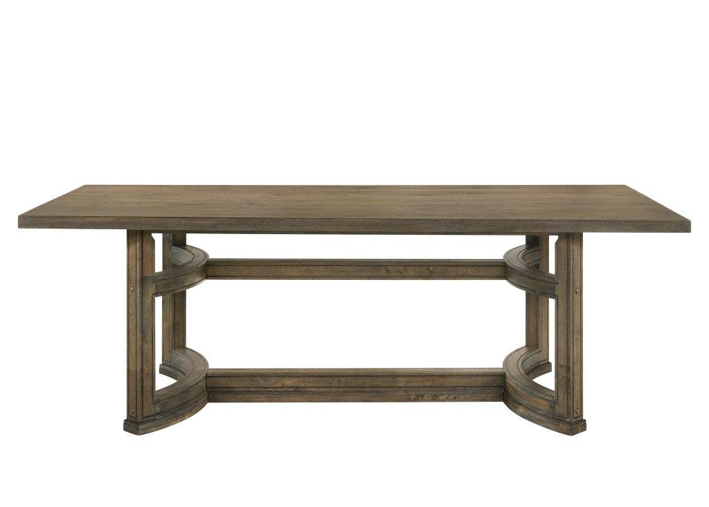 88" Oak Wood Trestle Base Dining Table - HomeRoots - Flyclothing LLC