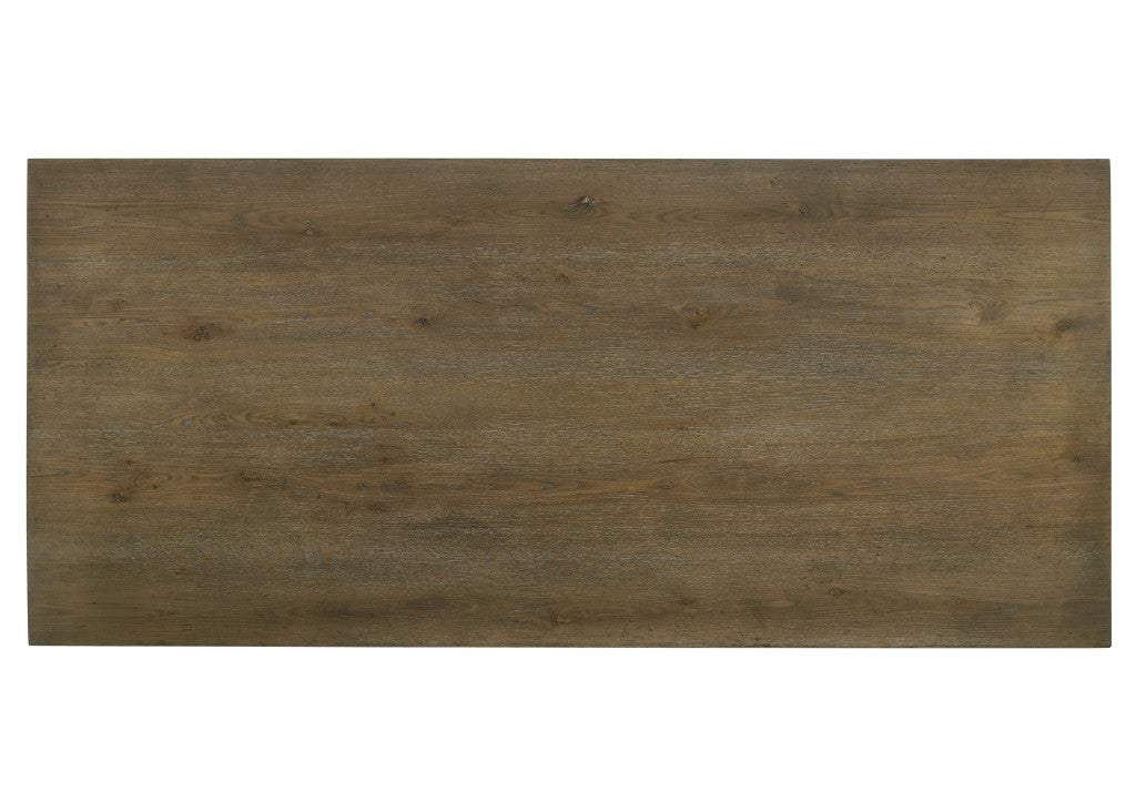 88" Oak Wood Trestle Base Dining Table - HomeRoots - Flyclothing LLC