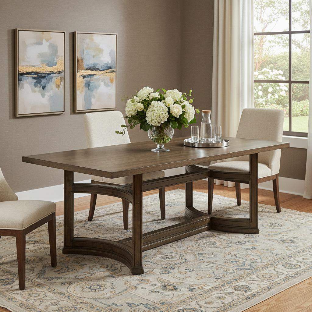 88" Oak Wood Trestle Base Dining Table - HomeRoots - Flyclothing LLC