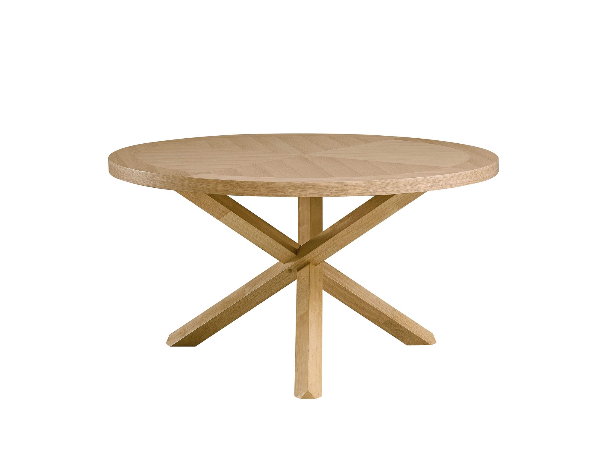 54" Oak Wood Cross Leg Base Round Top Dining Table - HomeRoots - Flyclothing LLC