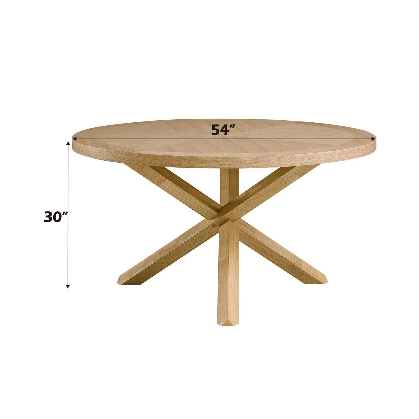 54" Oak Wood Cross Leg Base Round Top Dining Table - HomeRoots - Flyclothing LLC