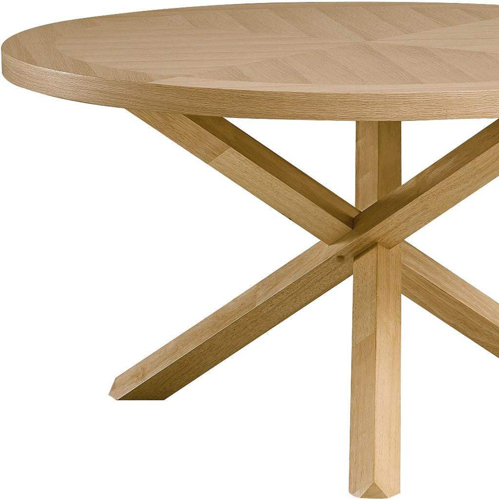 54" Oak Wood Cross Leg Base Round Top Dining Table - HomeRoots - Flyclothing LLC