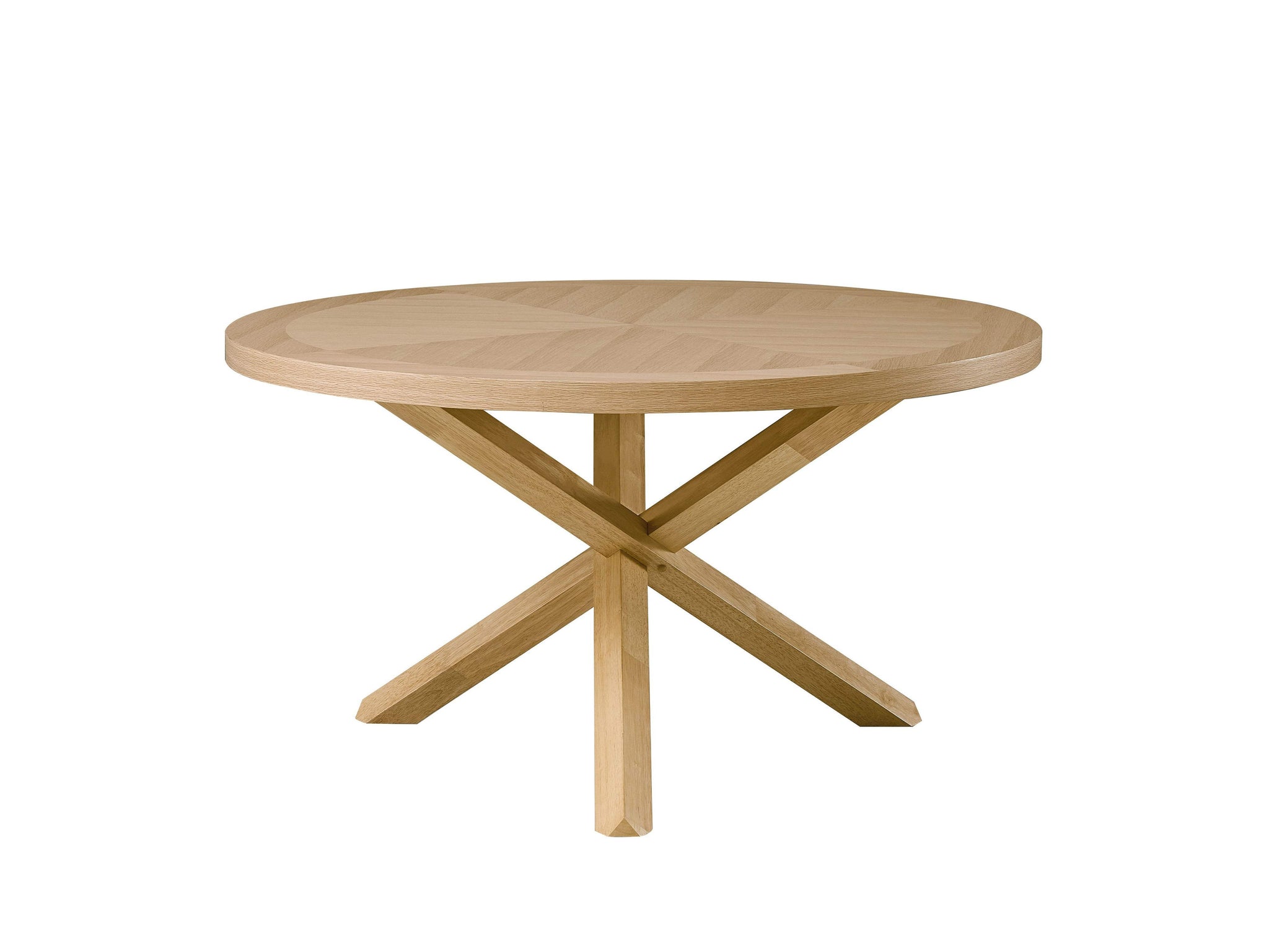 54" Oak Wood Cross Leg Base Round Top Dining Table - HomeRoots - Flyclothing LLC