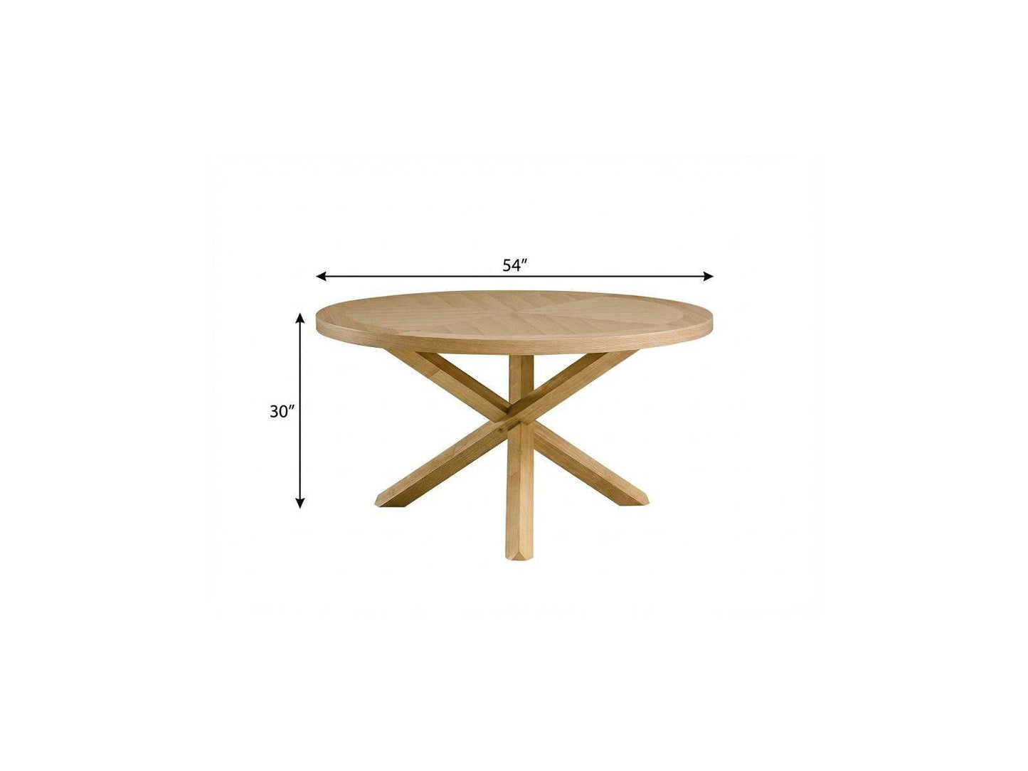54" Oak Wood Cross Leg Base Round Top Dining Table - HomeRoots - Flyclothing LLC