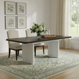 78" Walnut and White Wood Removable Leaf Double Pedestal Base Extendable Dining Table - Homeroots - Flyclothing LLC