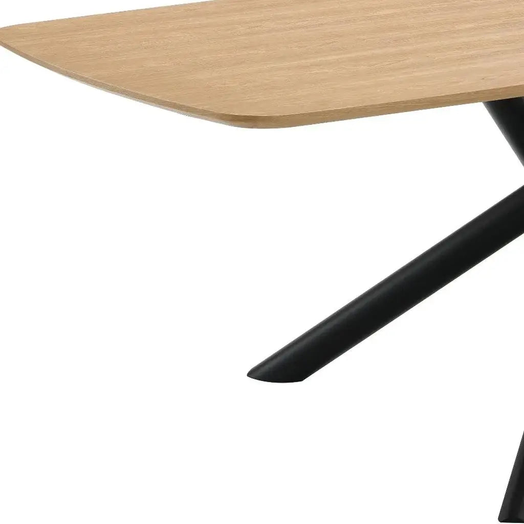 79" Natural and Black Wood and Iron Cross Leg Base Dining Table - Homeroots - Flyclothing LLC
